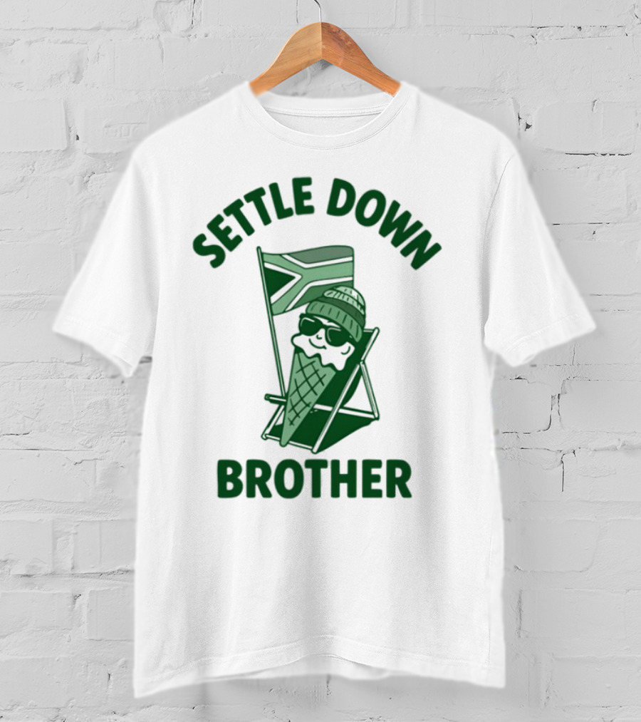 Settle Down Brother Ice Cream Cone Beach Chair Relaxation T-Shirt
