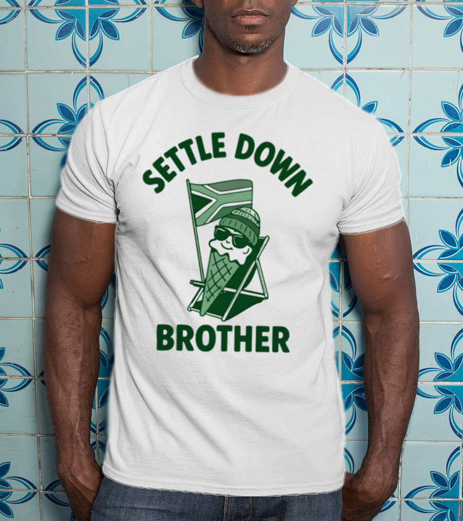 Settle Down Brother Ice Cream Cone Beach Chair Relaxation T-Shirt