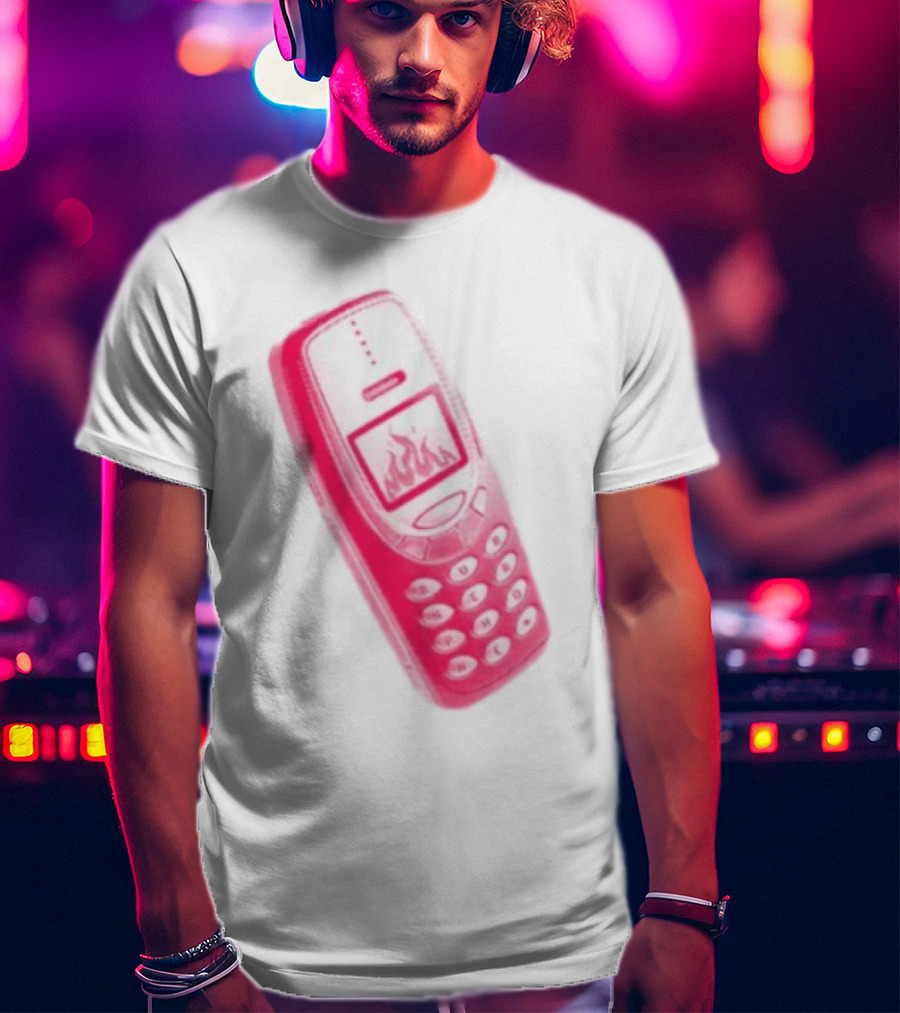 Ben Ellis The Burner Phone Retro Cell Fire Graphic T-Shirt