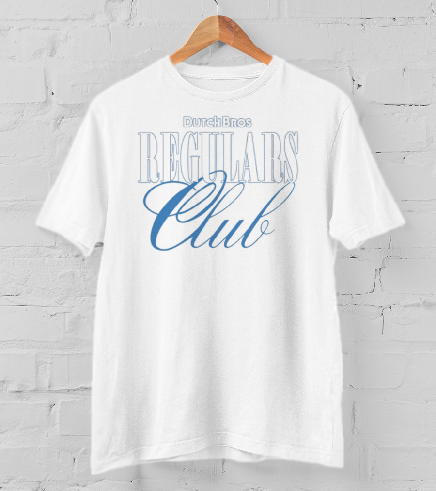 Dutch Bros Regulars Club Membership Blue Text T-Shirt