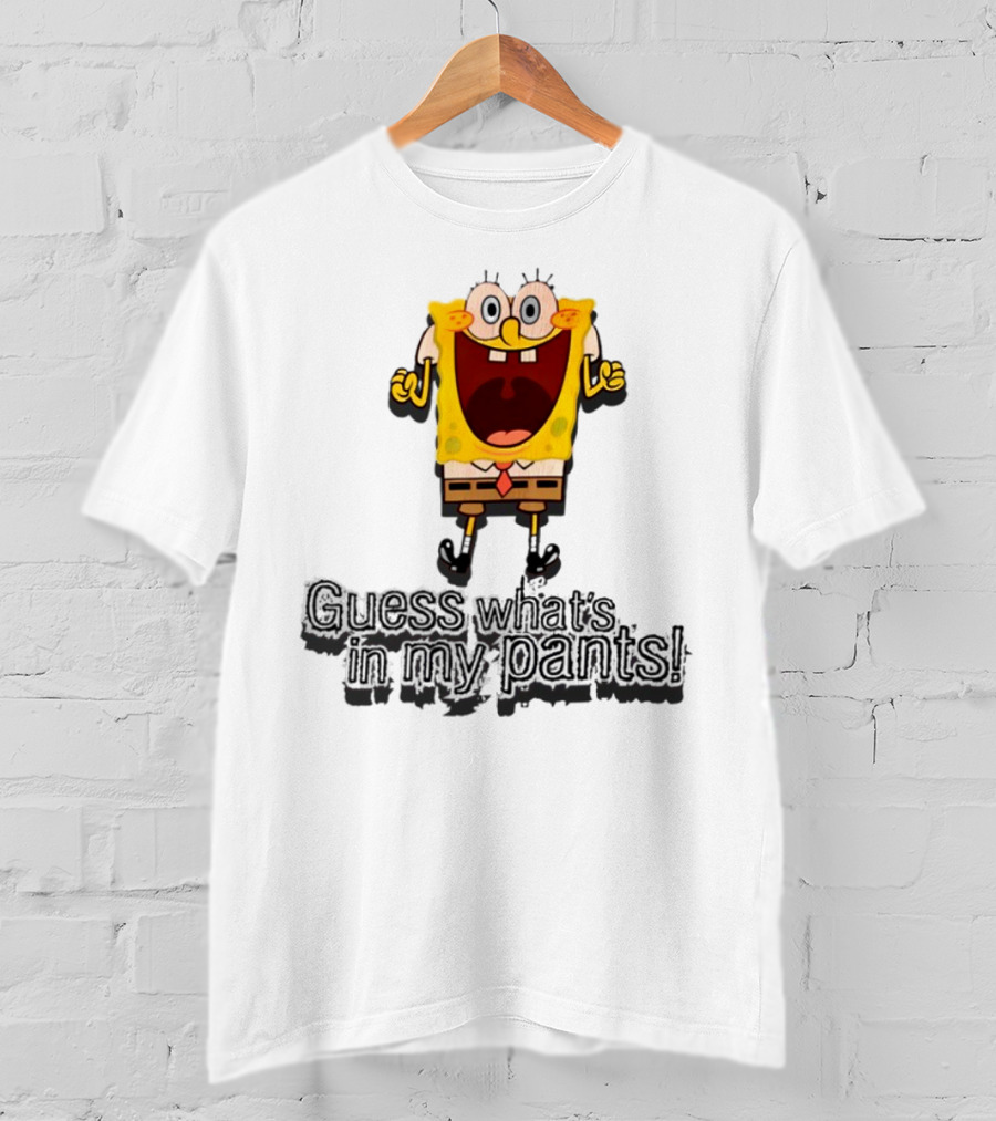 "Guess What's In My Pants Funny SpongeBob SquarePants Patrick Reference" T-Shirt