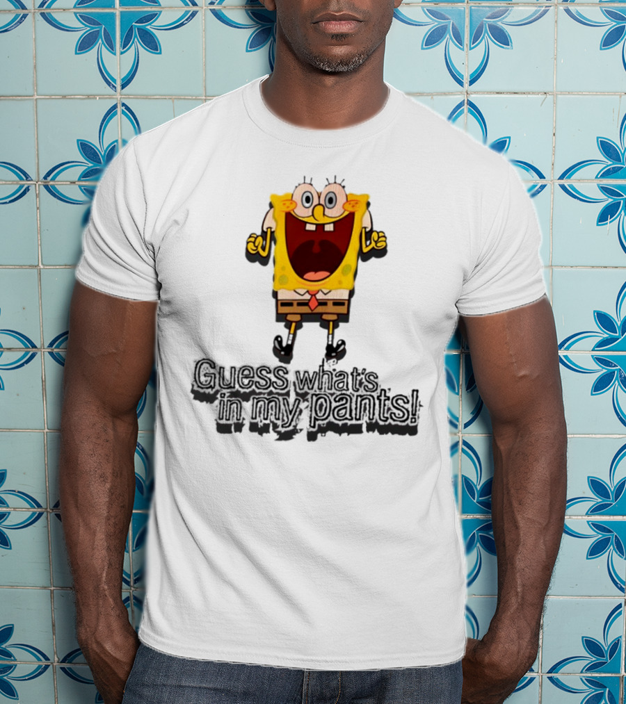 "Guess What's In My Pants Funny SpongeBob SquarePants Patrick Reference" T-Shirt