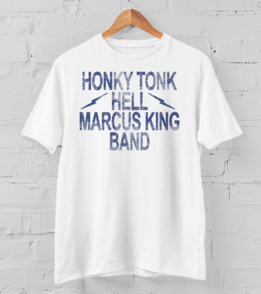 Honky Tonk Hell Marcus King Band Lightning Bolts Blue Text T-Shirt
