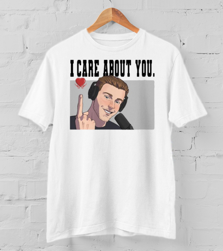 I Care About You Heart Headphones Microphone Illustration T-Shirt