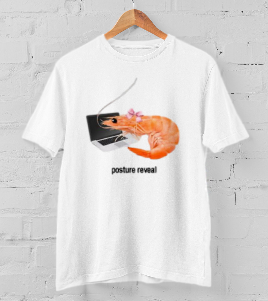 Shrimp Laptop Bow Posture Reveal T-Shirt