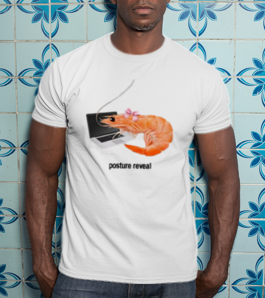 Shrimp Laptop Bow Posture Reveal T-Shirt