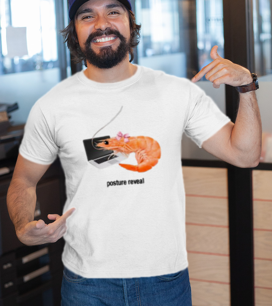 Shrimp Laptop Bow Posture Reveal T-Shirt