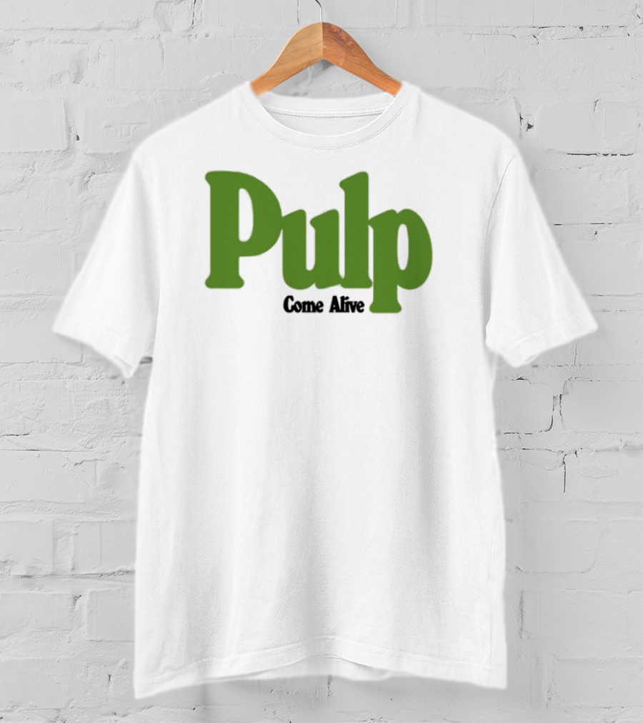 Pulp Come Alive Ecru Retro Bold Green Typography T-Shirt