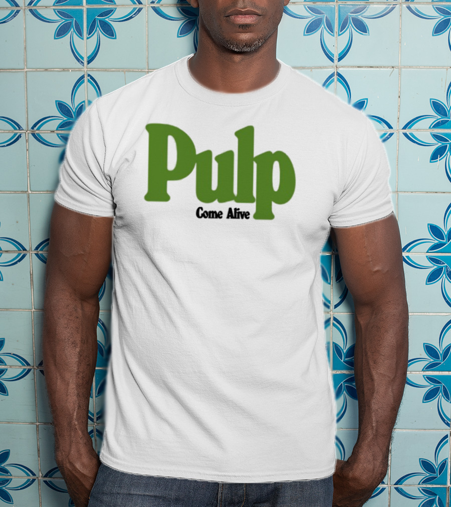 Pulp Come Alive Ecru Retro Bold Green Typography T-Shirt