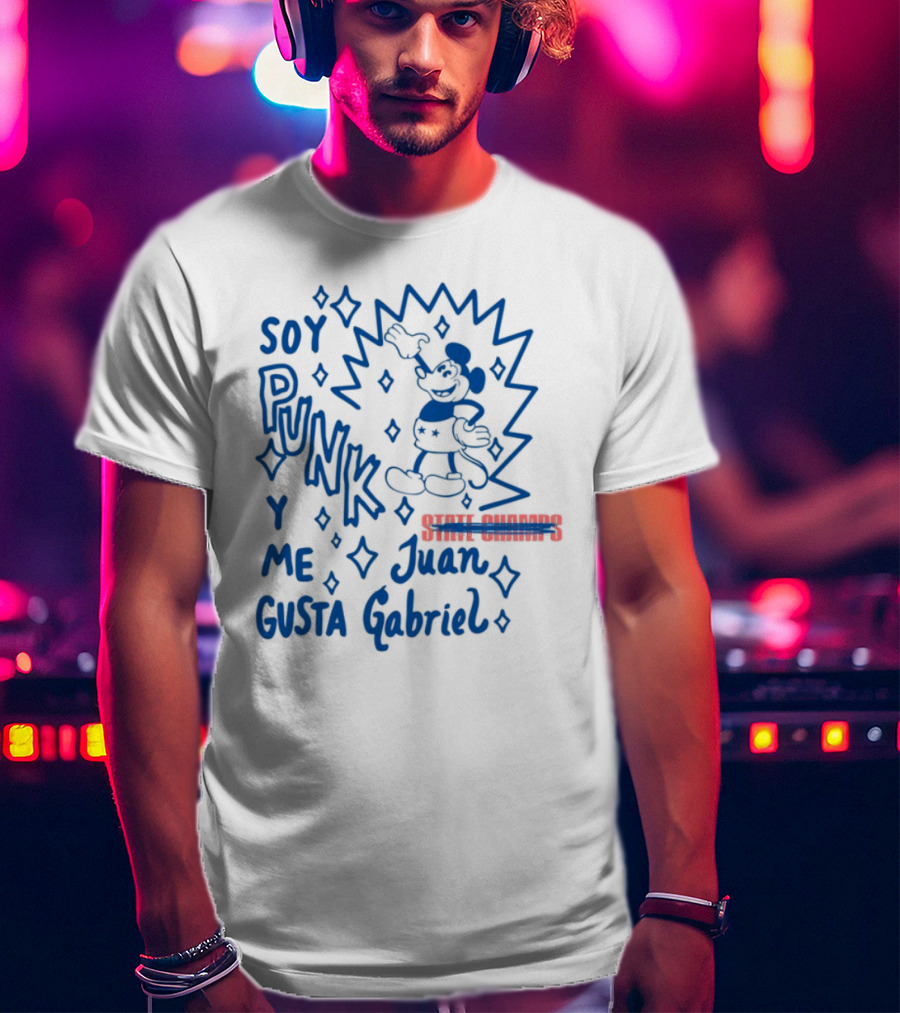 Soy Punk Y Me Gusta Juan Gabriel Sparkling Cartoon Punk Style T-Shirt
