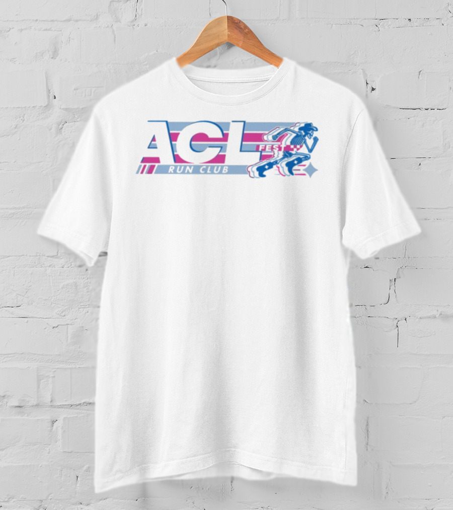 ACL Festival Run Club Skeleton Austin City Limits Music Festival Running Theme T-Shirt