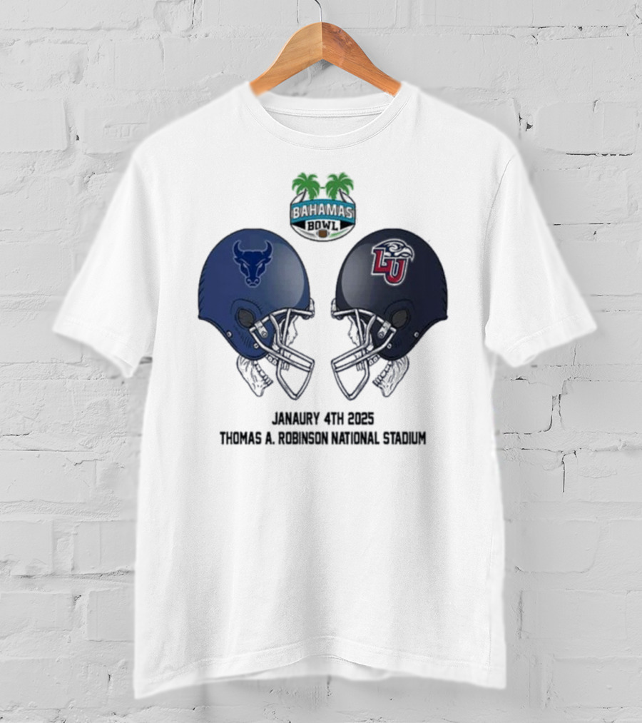 Buffalo Bulls Vs Liberty Flames Head To Head Bahamas Bowl January 4th 2025 Thomas A Robinson Stadium T-Shirt