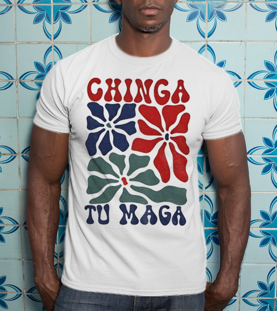 Chinga Tu Maga Colorful Floral Design T-Shirt