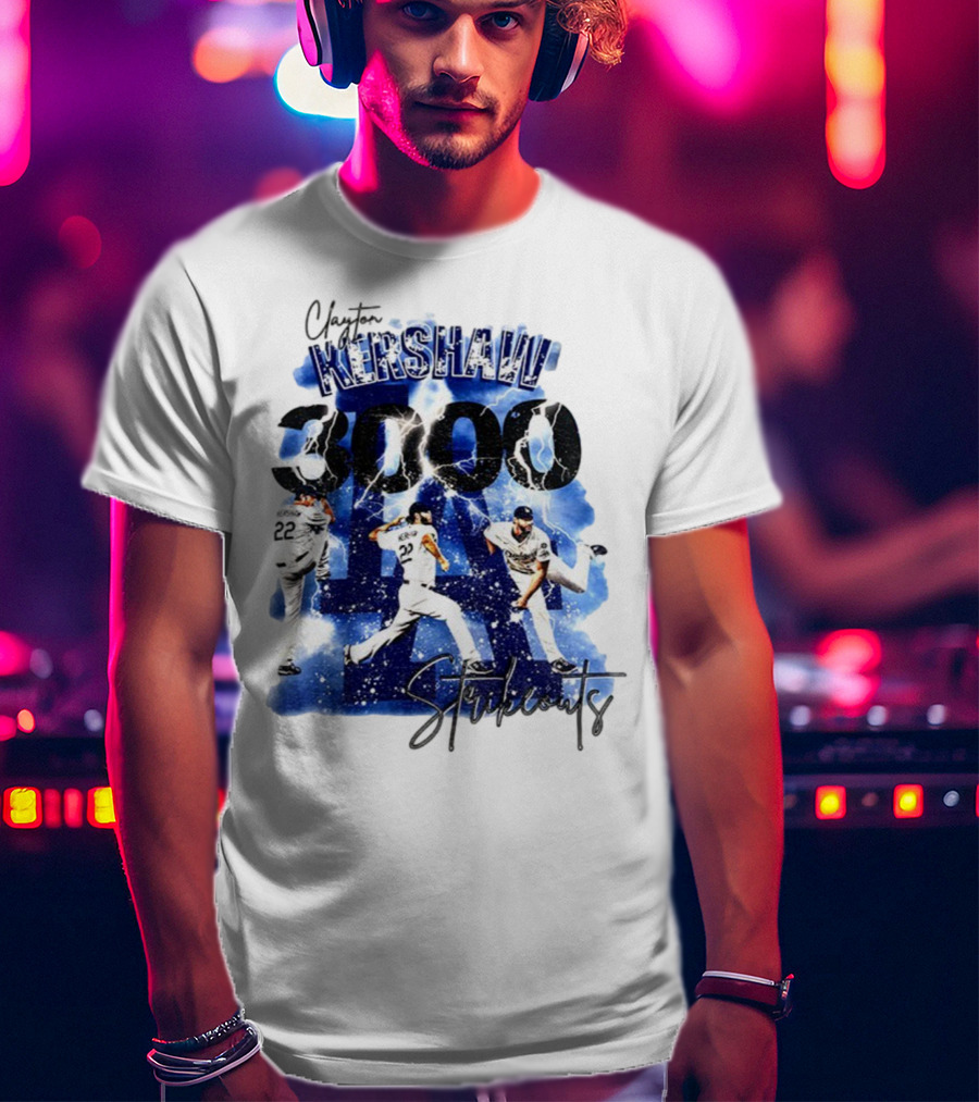 Clayton Kershaw 3000 Strikeouts Los Angeles Dodgers MLB Vintage T-Shirt