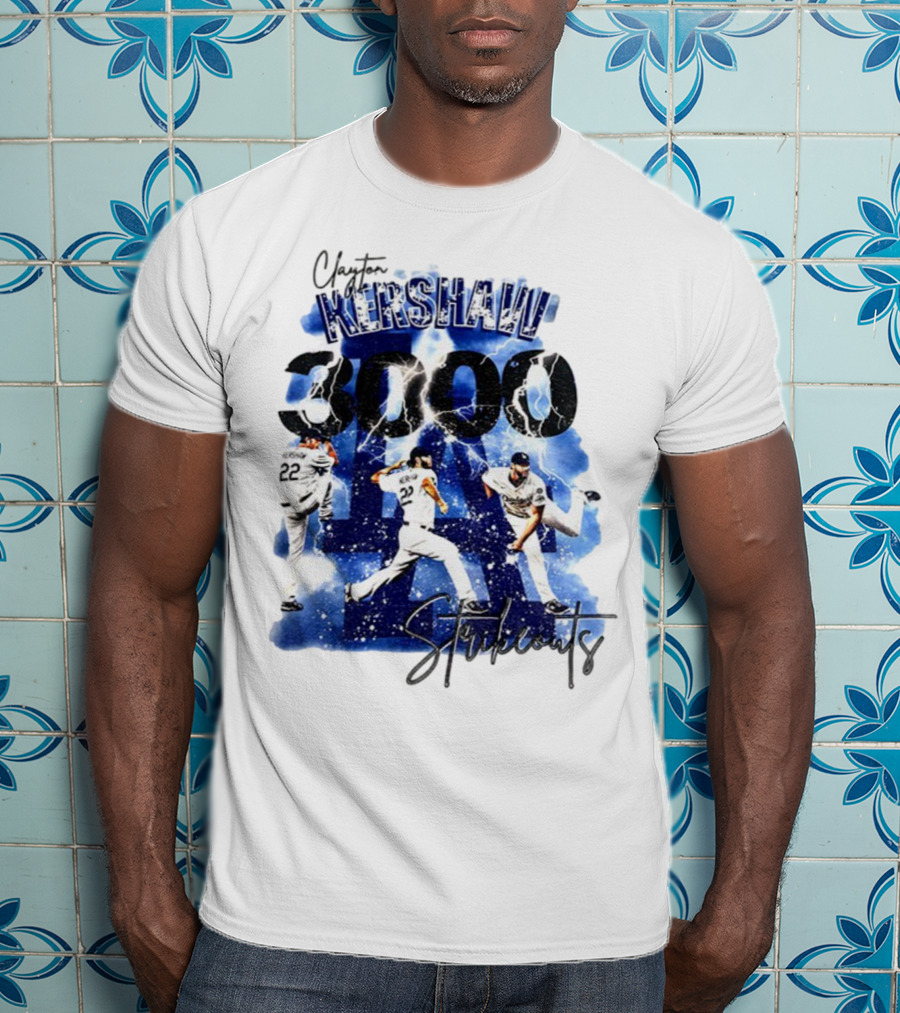 Clayton Kershaw 3000 Strikeouts Los Angeles Dodgers MLB Vintage T-Shirt