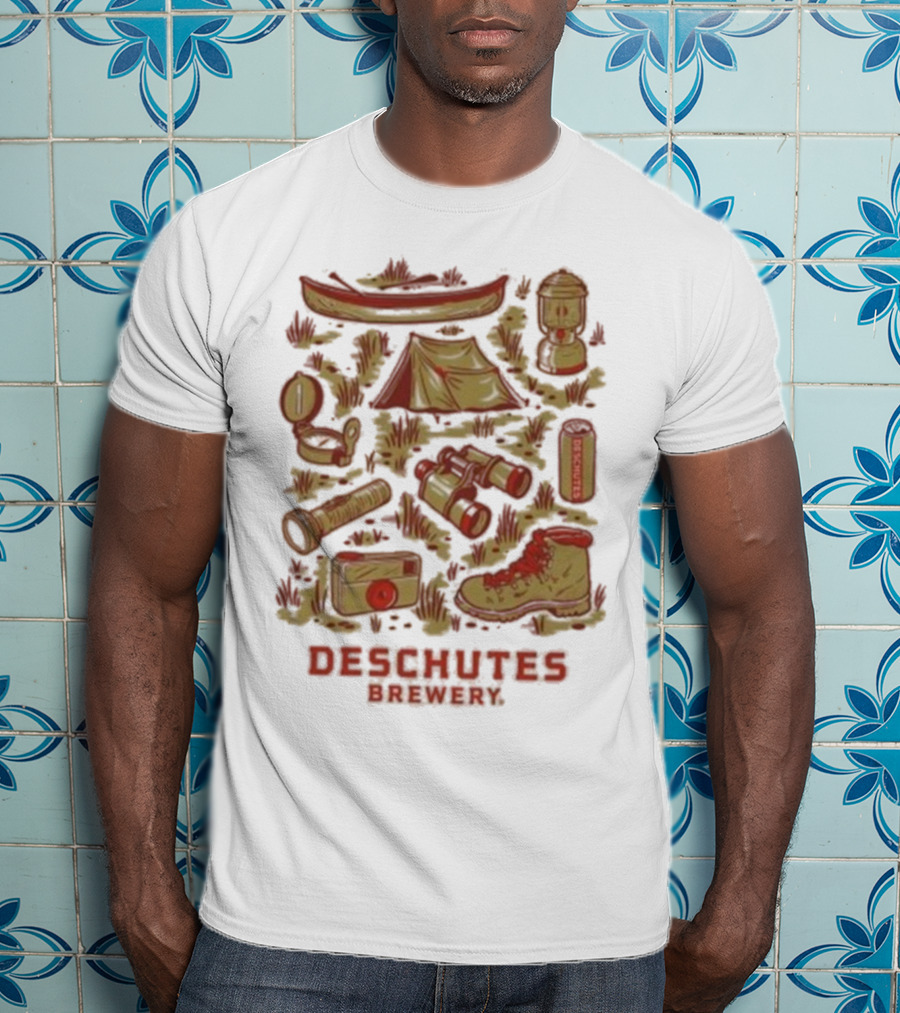 Deschutes Brewery Camping Adventure Gear Collage T-Shirt
