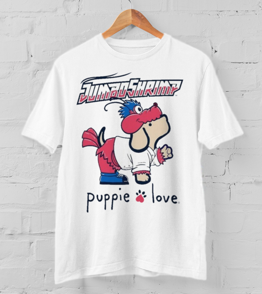Jacksonville Jumbo Shrimp Puppie Love Baseball Mascot T-Shirt