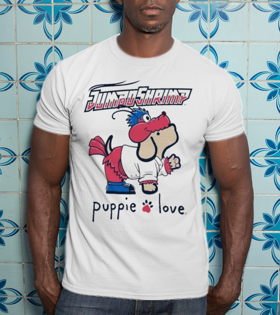 Jacksonville Jumbo Shrimp Puppie Love Baseball Mascot T-Shirt