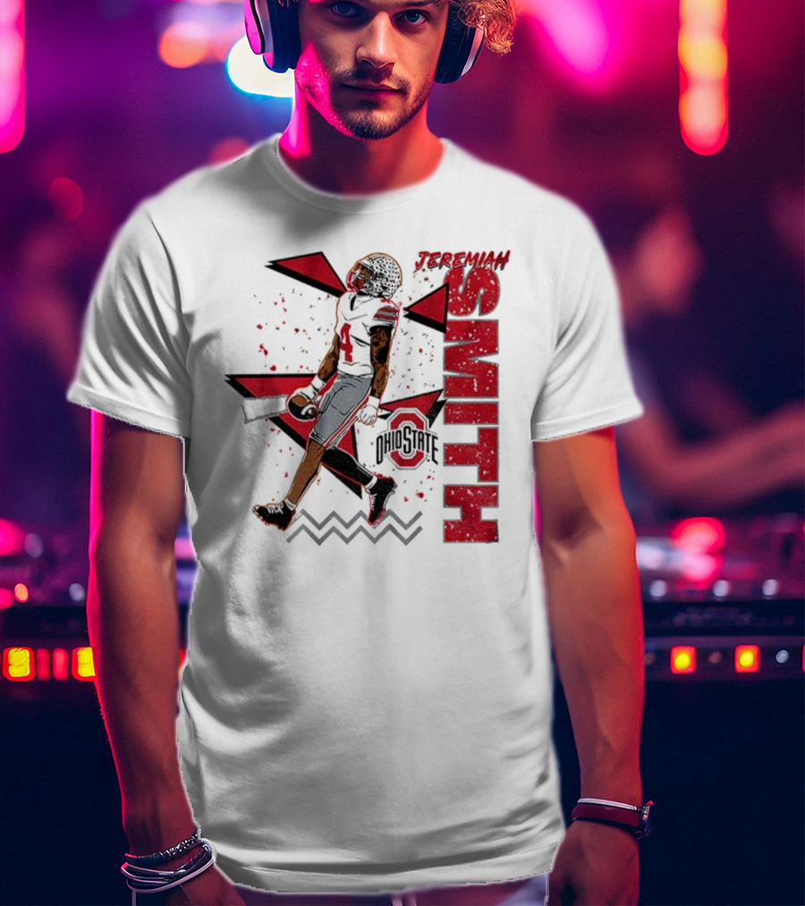 Ohio State Buckeyes Football Jeremiah Smith 90s Style Vintage Red Black Pattern T-Shirt