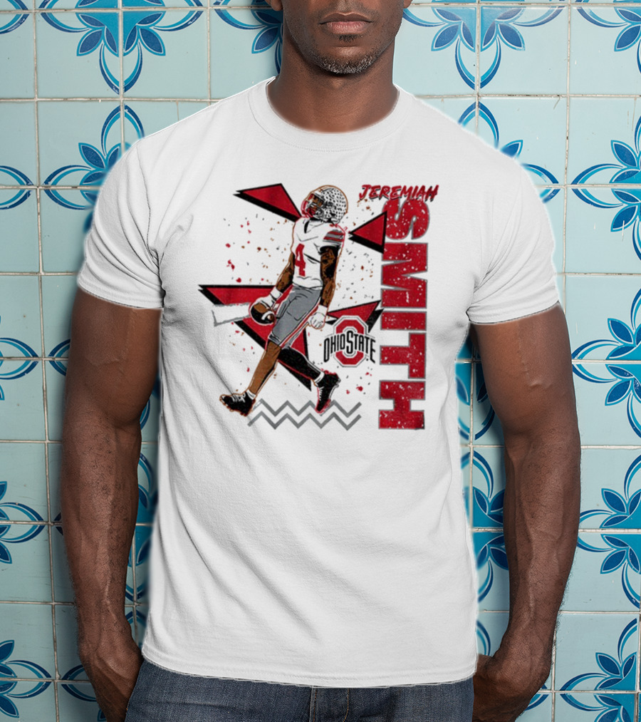 Ohio State Buckeyes Football Jeremiah Smith 90s Style Vintage Red Black Pattern T-Shirt