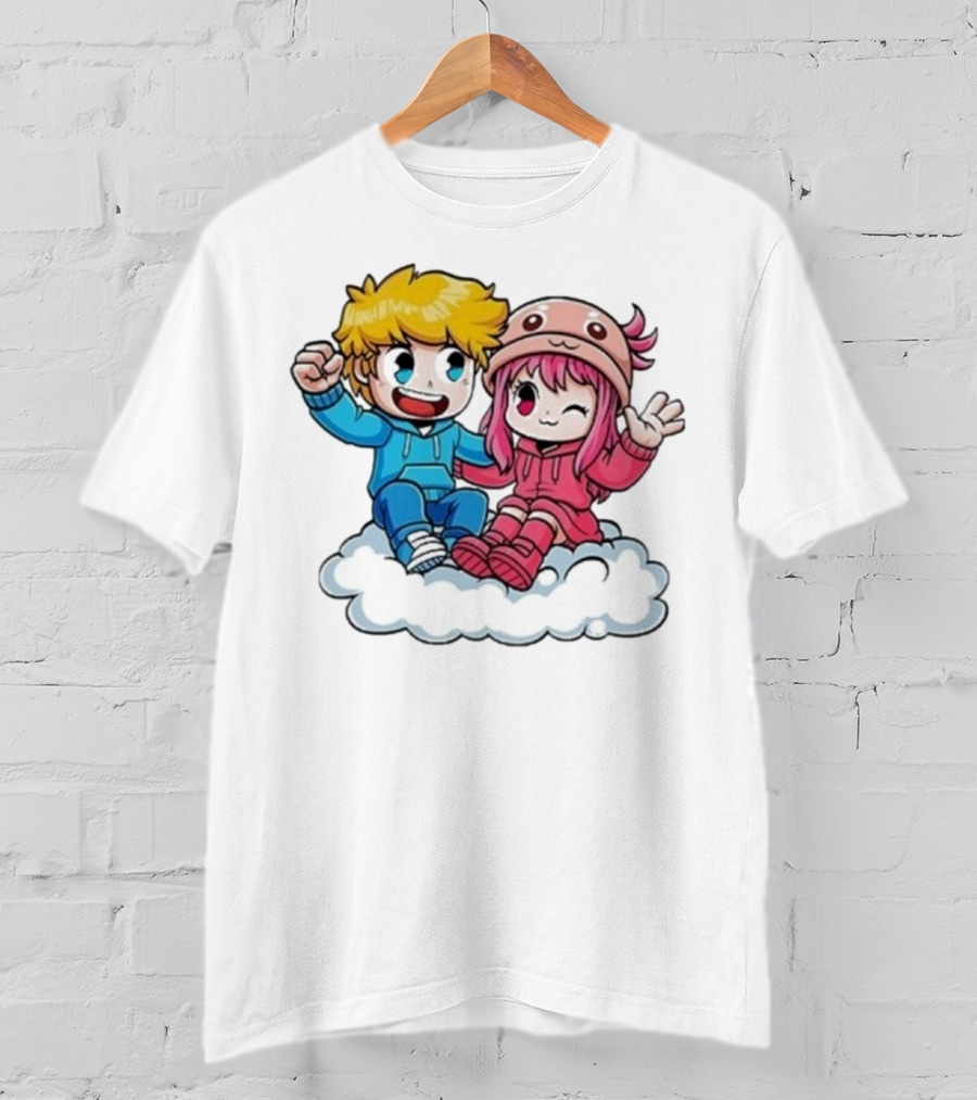 Ukri Et Lea Bio Cute Cartoon Characters On Cloud T-Shirt