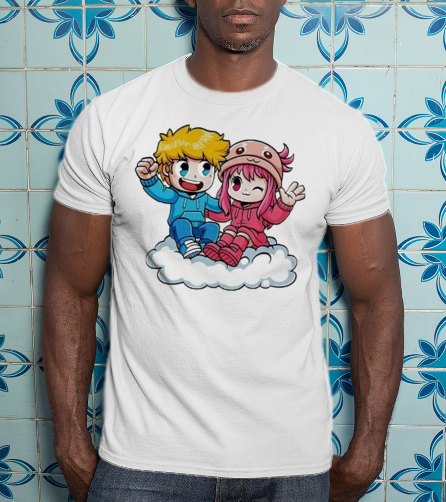 Ukri Et Lea Bio Cute Cartoon Characters On Cloud T-Shirt