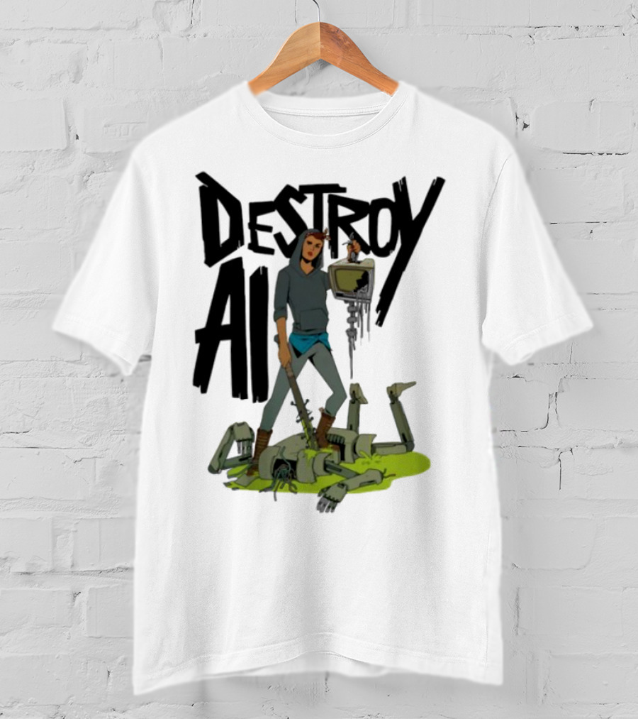 "Aftermath Destroy AI Futuristic Battle Scene" T-Shirt