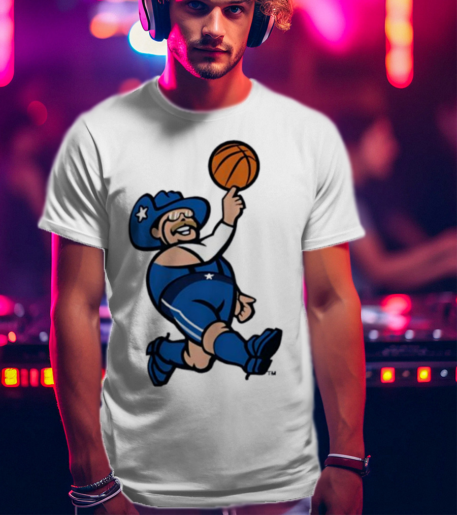 Frisco RoughRiders Dallas Mavericks Crossover Mascot Basketball Cowboy T-Shirt