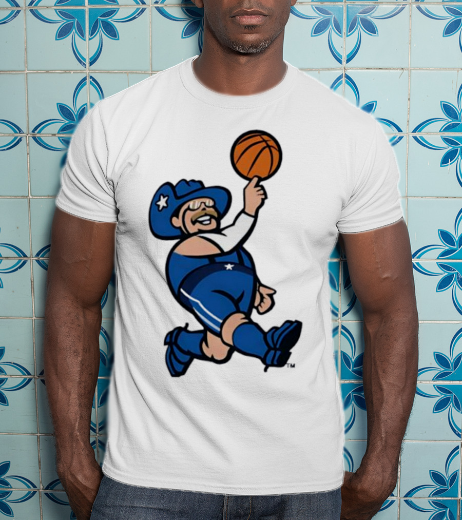 Frisco RoughRiders Dallas Mavericks Crossover Mascot Basketball Cowboy T-Shirt