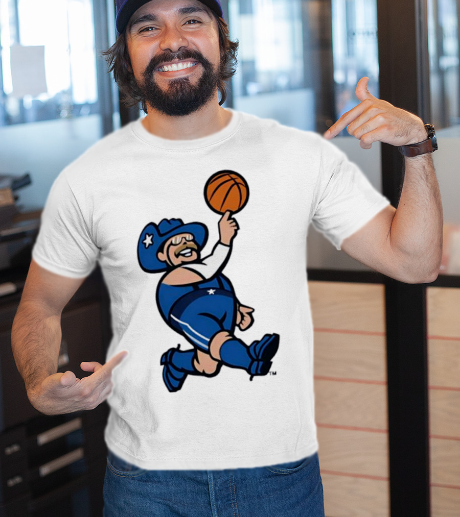 Frisco RoughRiders Dallas Mavericks Crossover Mascot Basketball Cowboy T-Shirt