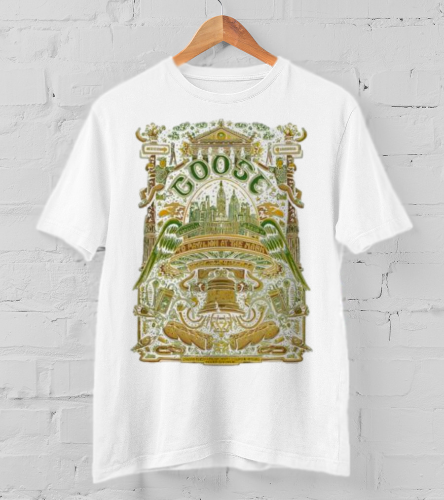 Goose Philadelphia Oct 04 2025 TD Pavilion The Mann Concert Liberty Bell Wings Skyline T-Shirt
