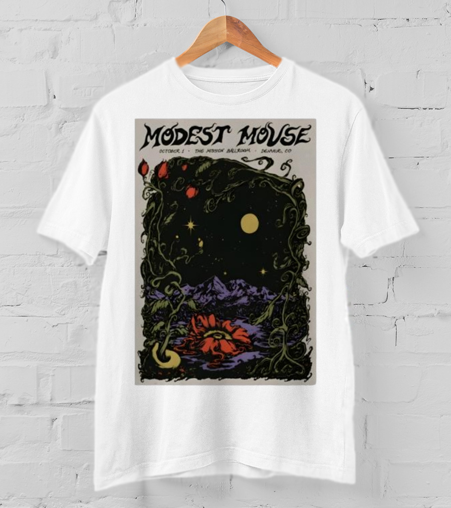Modest Mouse October 1 The Mission Ballroom Denver CO Moonlit Floral Mountain T-Shirt