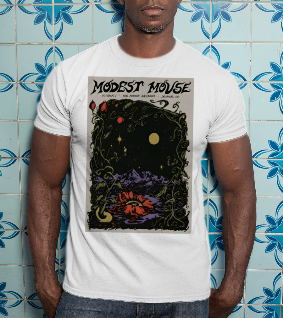 Modest Mouse October 1 The Mission Ballroom Denver CO Moonlit Floral Mountain T-Shirt