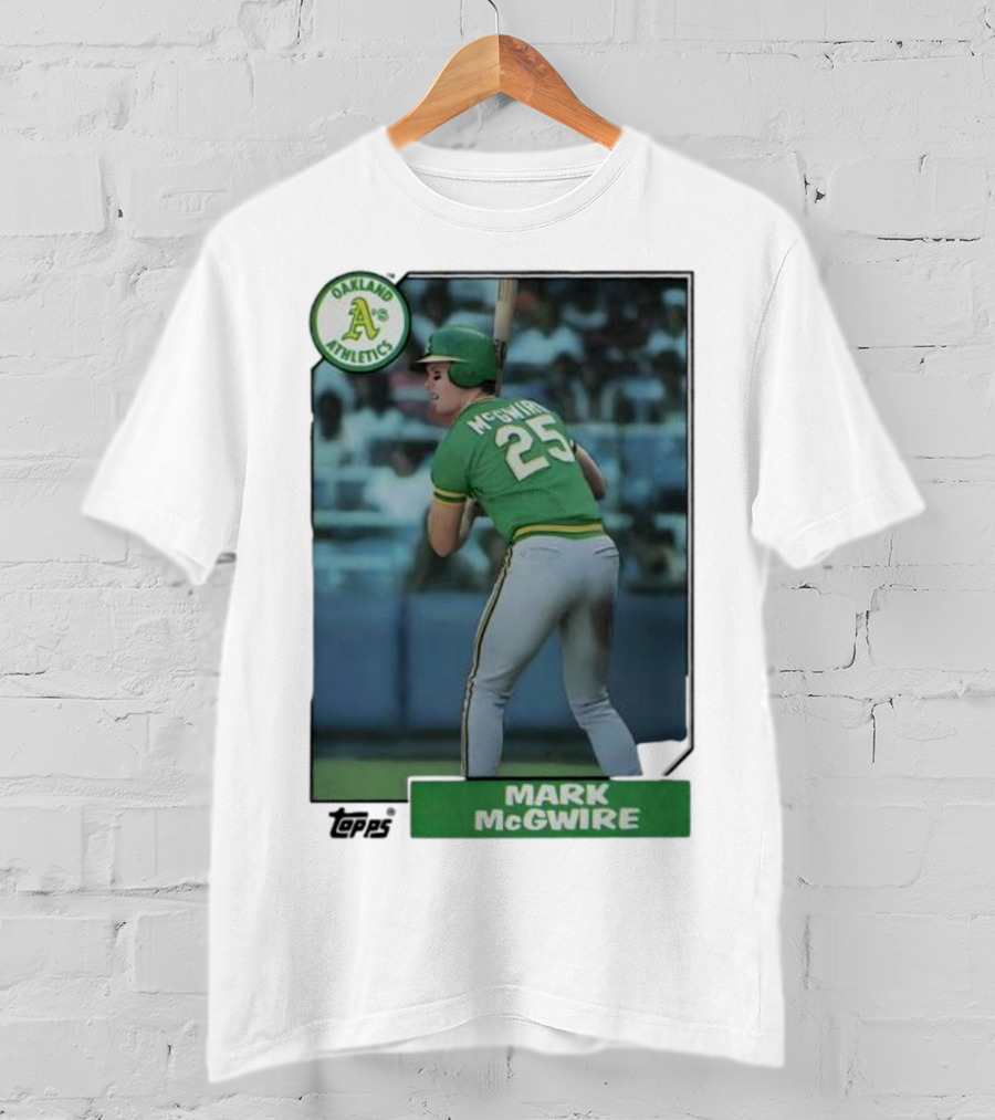 Oakland Athletics Mark McGwire 25 Topps Baseball Player MLB T-Shirt