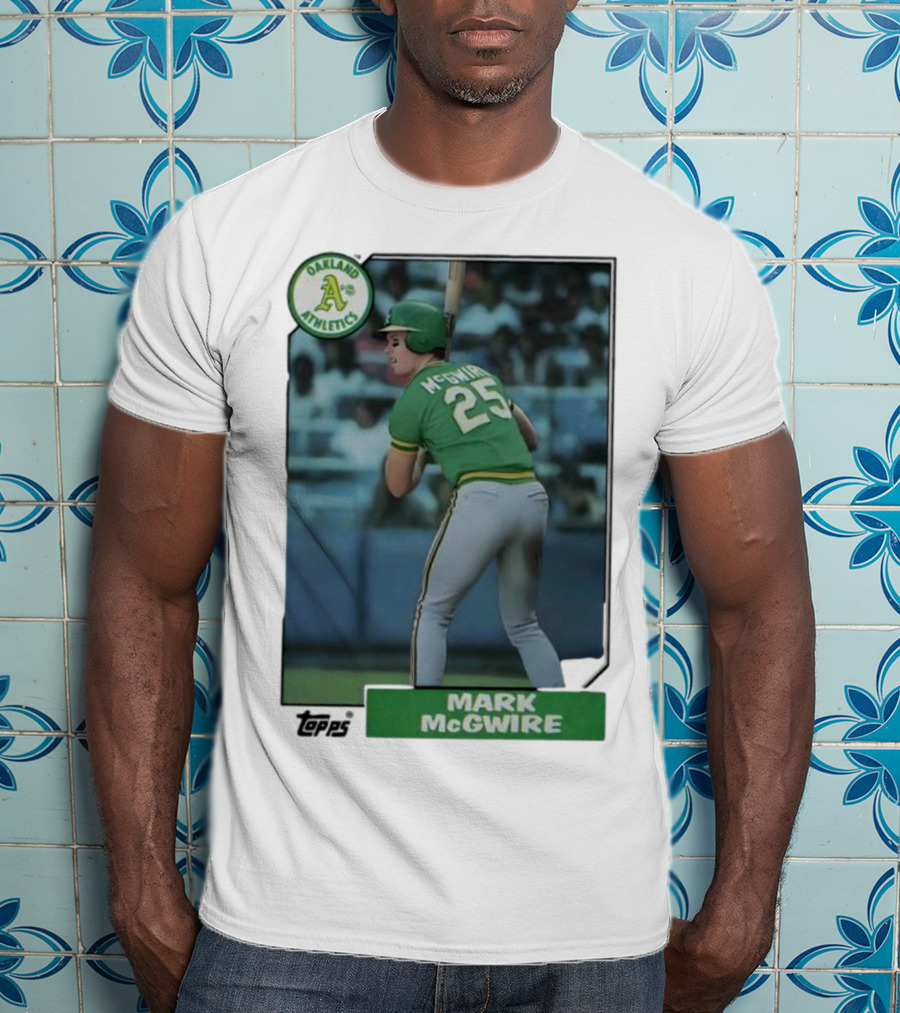Oakland Athletics Mark McGwire 25 Topps Baseball Player MLB T-Shirt