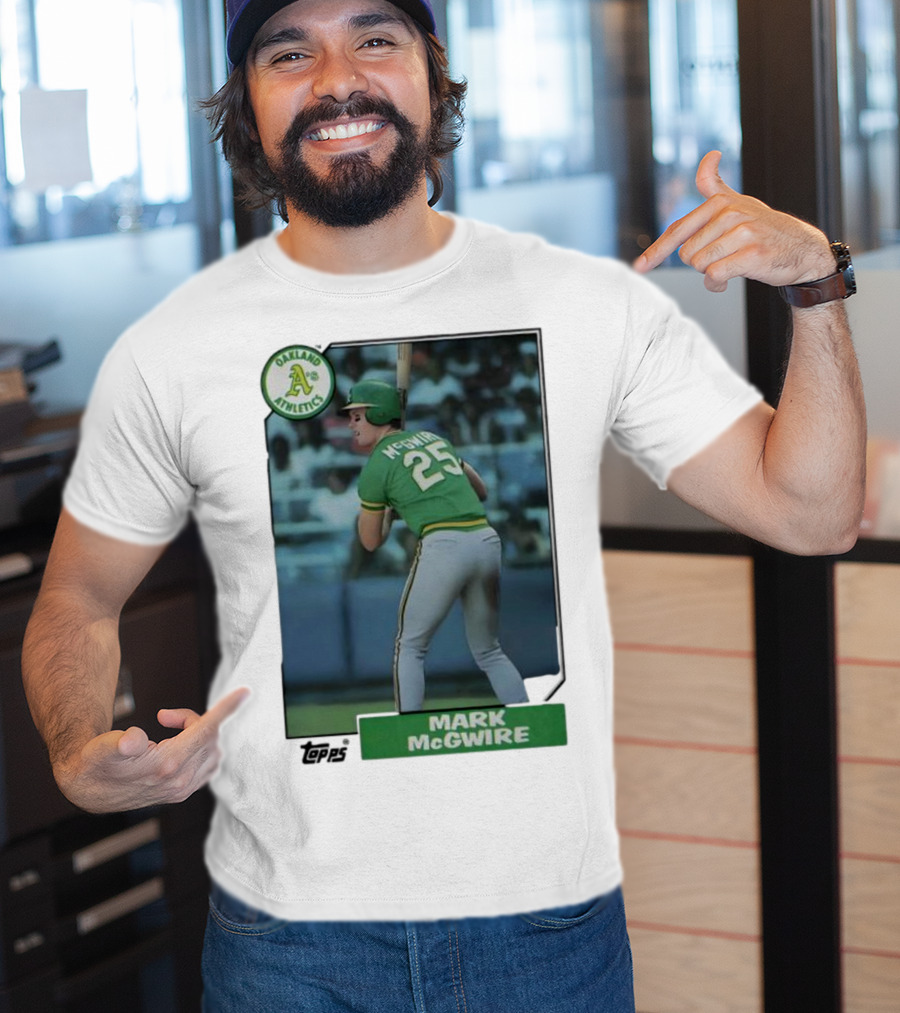 Oakland Athletics Mark McGwire 25 Topps Baseball Player MLB T-Shirt