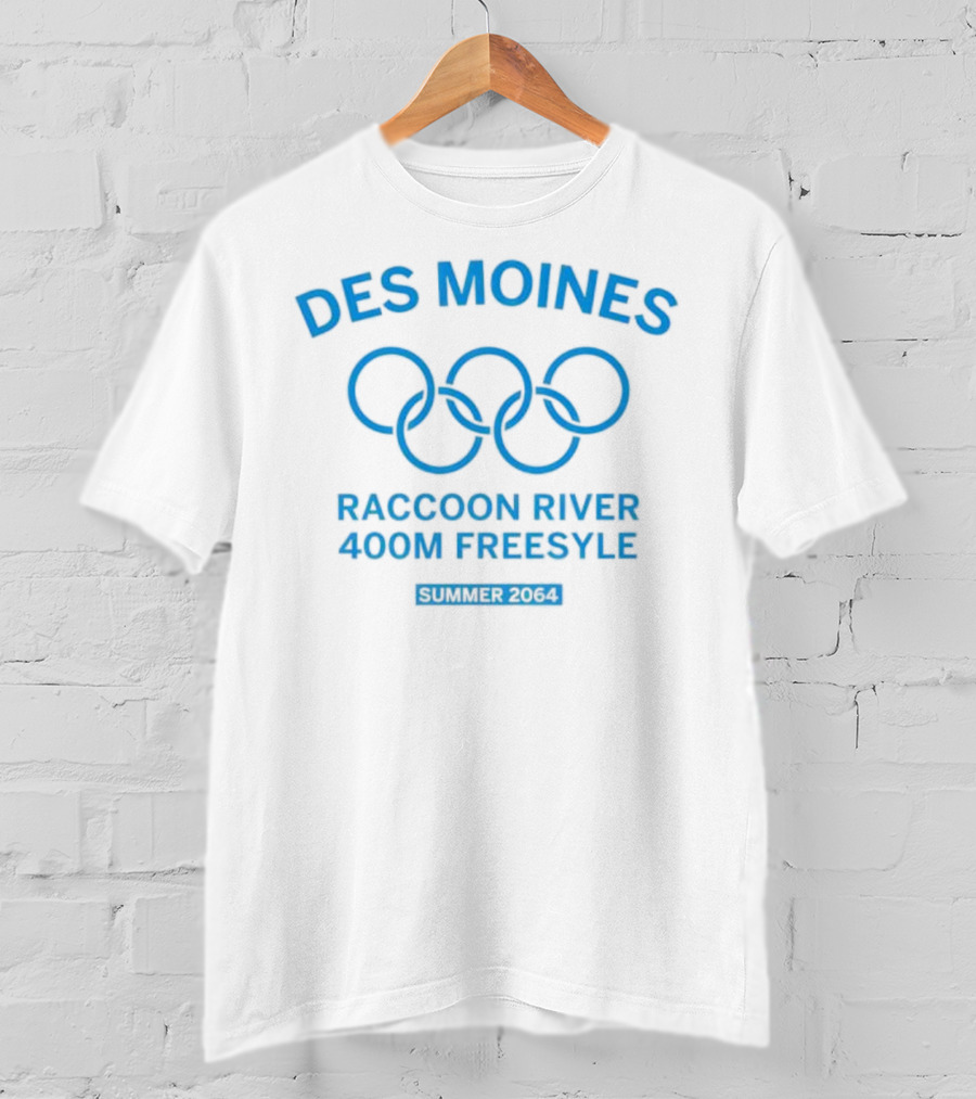 Des Moines Raccoon River 400m Freestyle Summer 2064 Olympic Rings T-Shirt