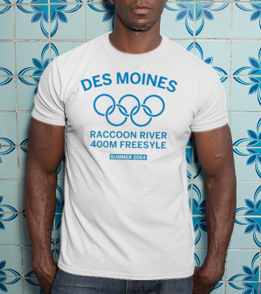Des Moines Raccoon River 400m Freestyle Summer 2064 Olympic Rings T-Shirt