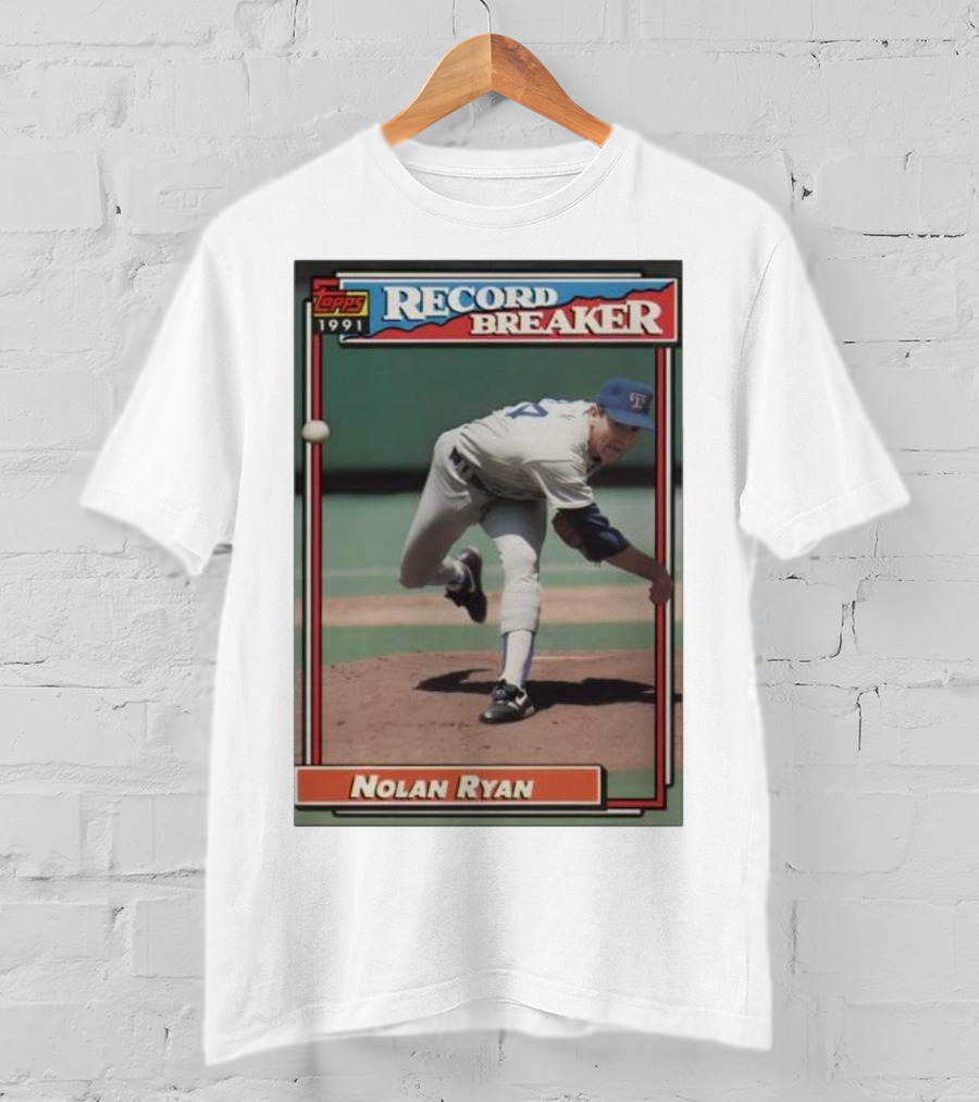Topps 1991 Nolan Ryan Texas Rangers Record Breaker MLB T-Shirt