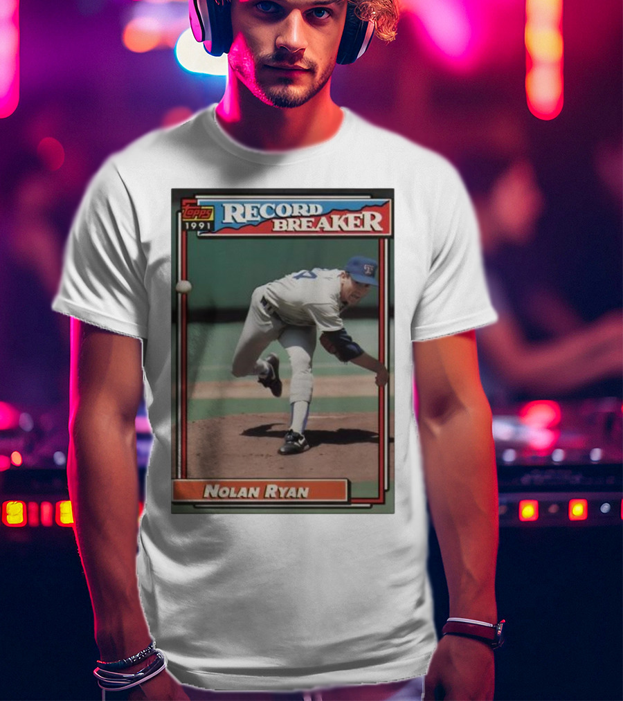 Topps 1991 Nolan Ryan Texas Rangers Record Breaker MLB T-Shirt