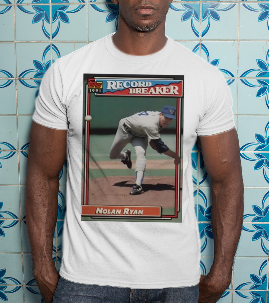 Topps 1991 Nolan Ryan Texas Rangers Record Breaker MLB T-Shirt