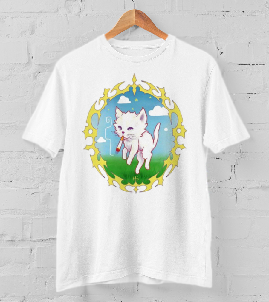Where's Your Head At Cat Kitties Cosmic Chill Smoke Art T-Shirt
