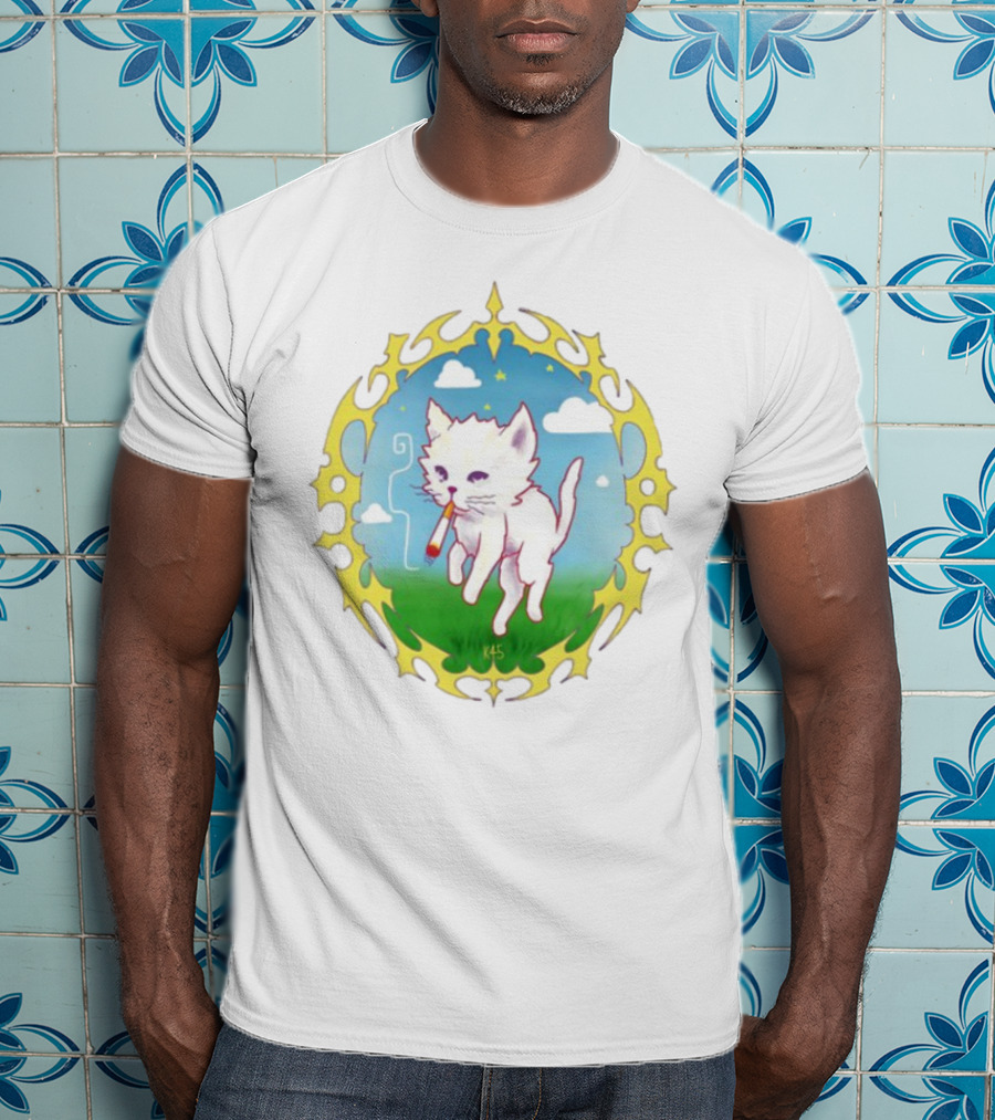 Where's Your Head At Cat Kitties Cosmic Chill Smoke Art T-Shirt