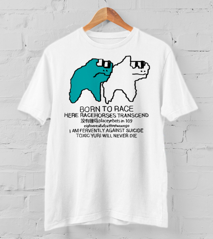 Born To Race Here Racehorses Transcend Dinosaur Sketch Duo T-Shirt