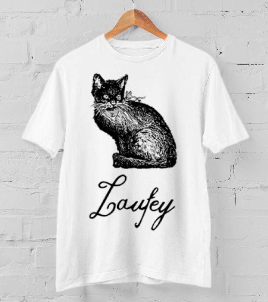 Laufey Black Cat Red Bow Silhouette T-Shirt