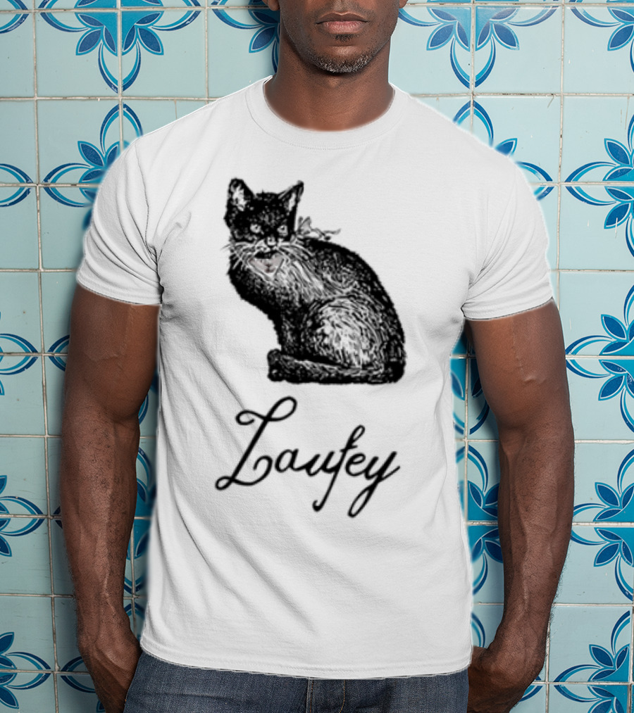 Laufey Black Cat Red Bow Silhouette T-Shirt
