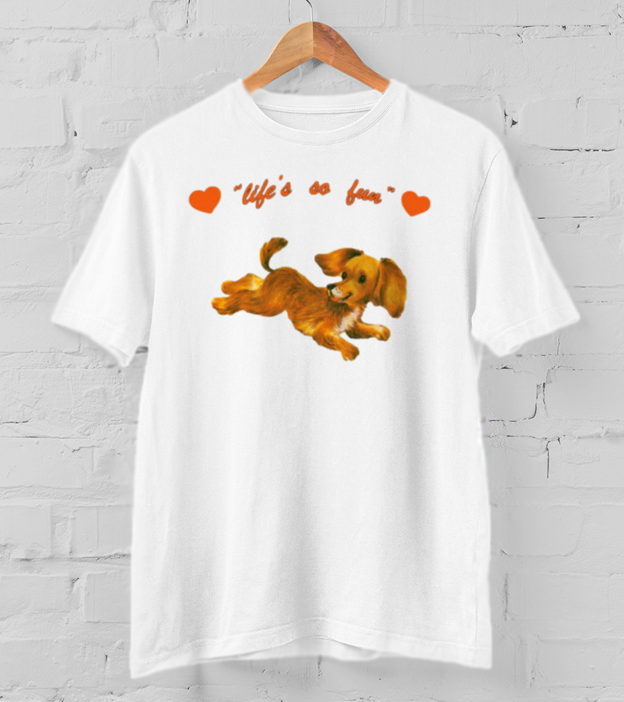 Life's So Fun Playful Dog Hearts T-Shirt