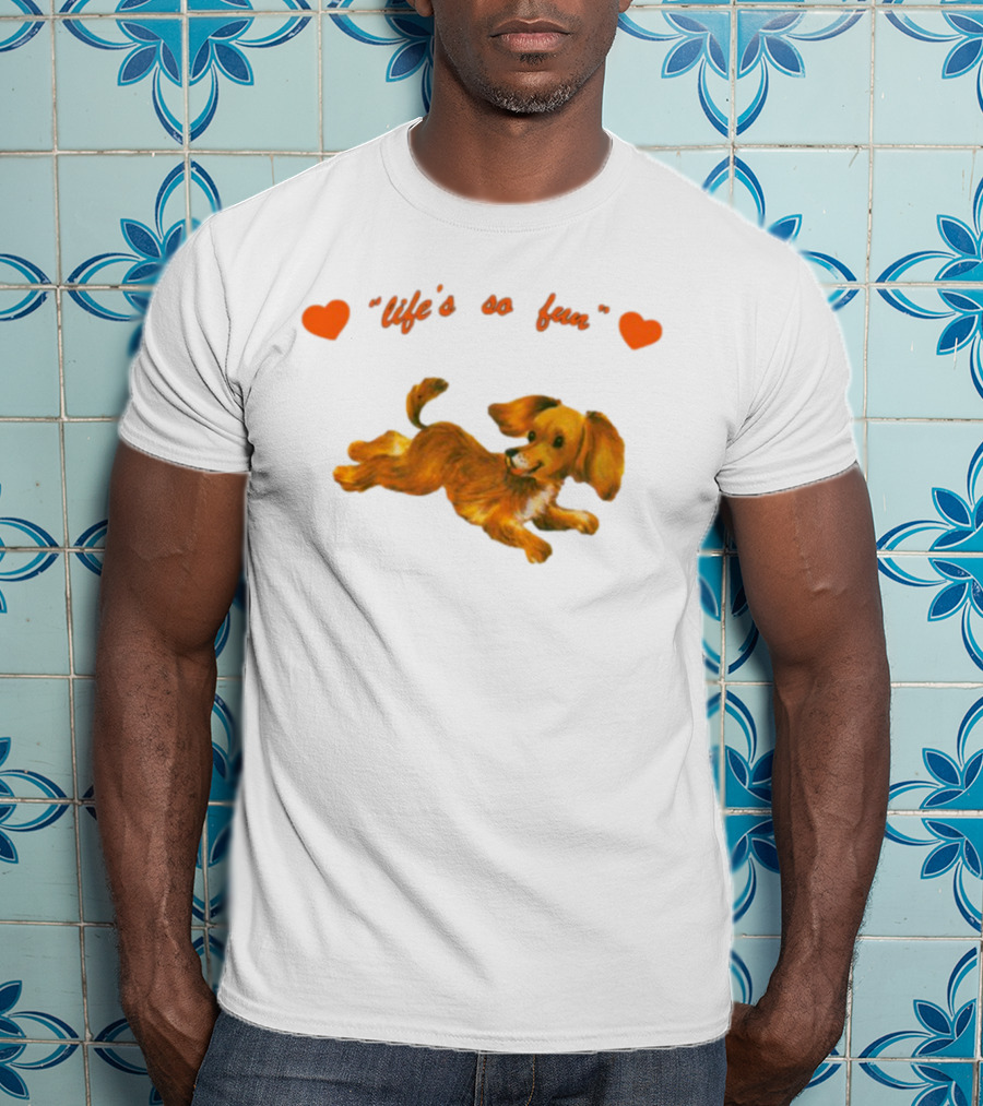 Life's So Fun Playful Dog Hearts T-Shirt