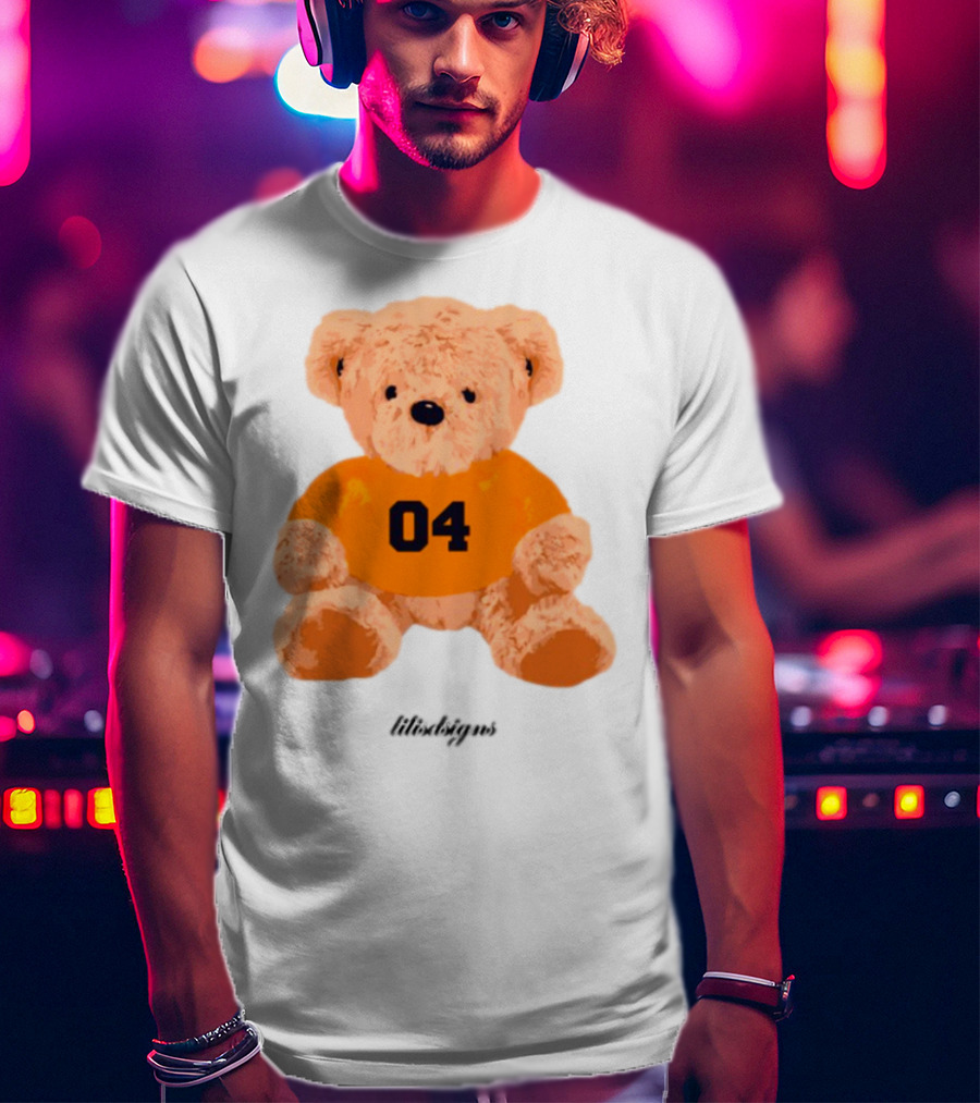 Lilisdsigns 04 Teddy Bear Plush Toy In Orange T-Shirt