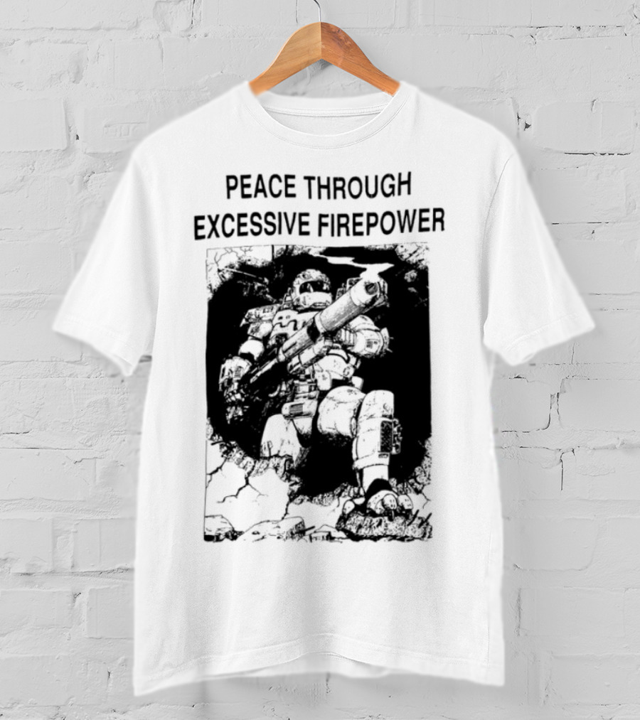 Peace Through Excessive Firepower Combat Tank And Missile Illustration T-Shirt